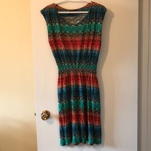 Betabrand XL Ombre Perfect Dress with shirred waist and in-seam pockets.